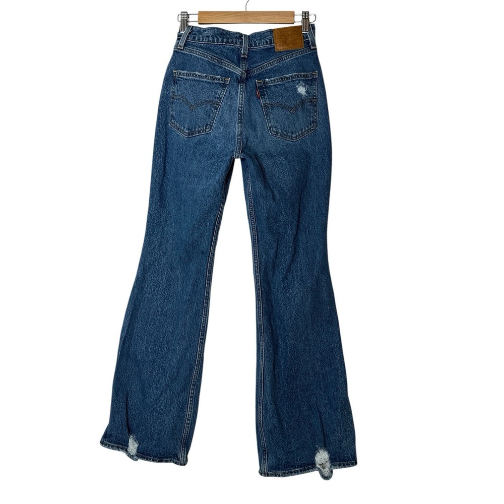 Levi's Premium 70's High Rise Flare Jeans Women's Size 25 Boho Blue Stretch